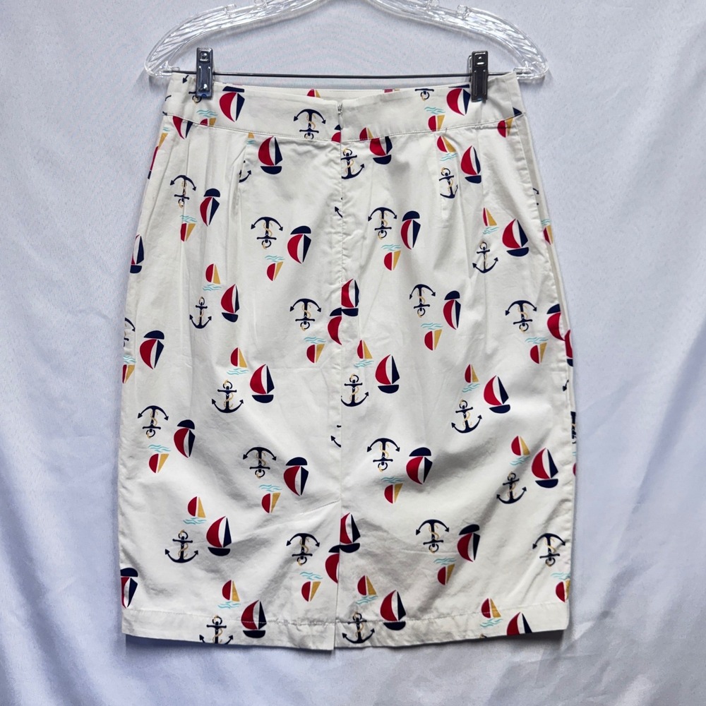 Hanna Andersson Love Hanna Skirt Womens 6 Ivory Nautical Sailboat Anchor Cotton